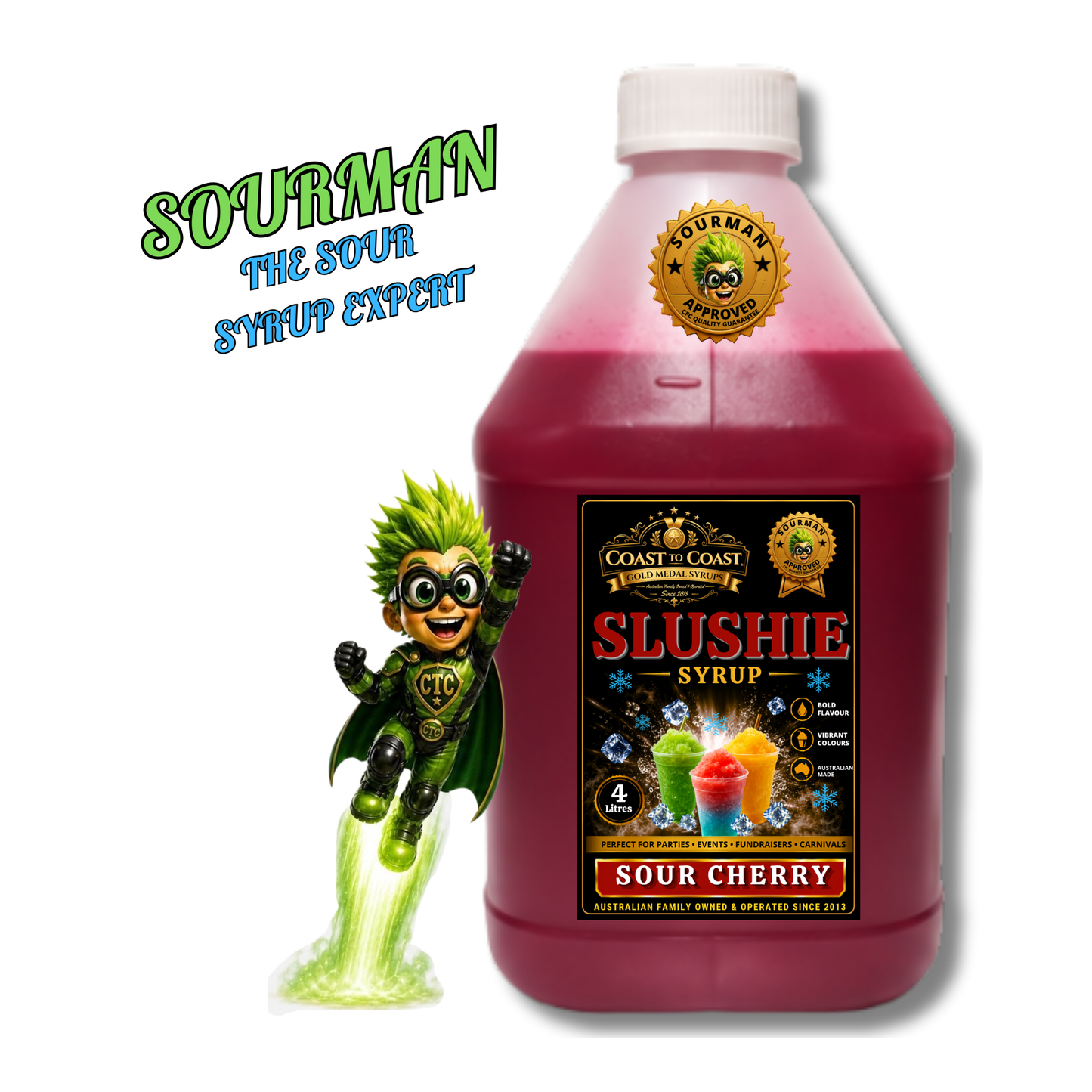 Premium Sour Cherry Slushie Syrups 4ltr - Coast to Coast Gold Medal Syrups