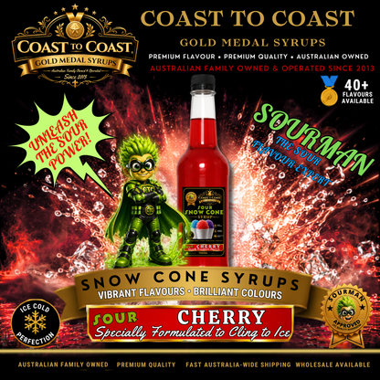 Premium Sour Cherry Snow Cone Syrup 750ml - Coast to Coast Gold Medal Syrups®