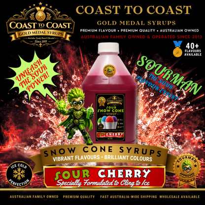Premium Sour Cherry Snow Cone Syrup 4ltr - Coast to Coast Gold Medal Syrups®