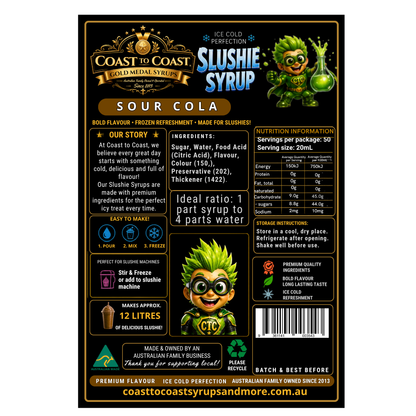 Premium Sour Cola Slushie Syrups 2ltr - Coast to Coast Gold Medal Syrups