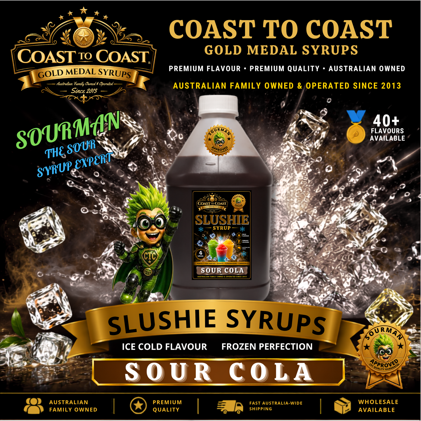 Premium Sour Cola Slushie Syrups 4ltr - Coast to Coast Gold Medal Syrups