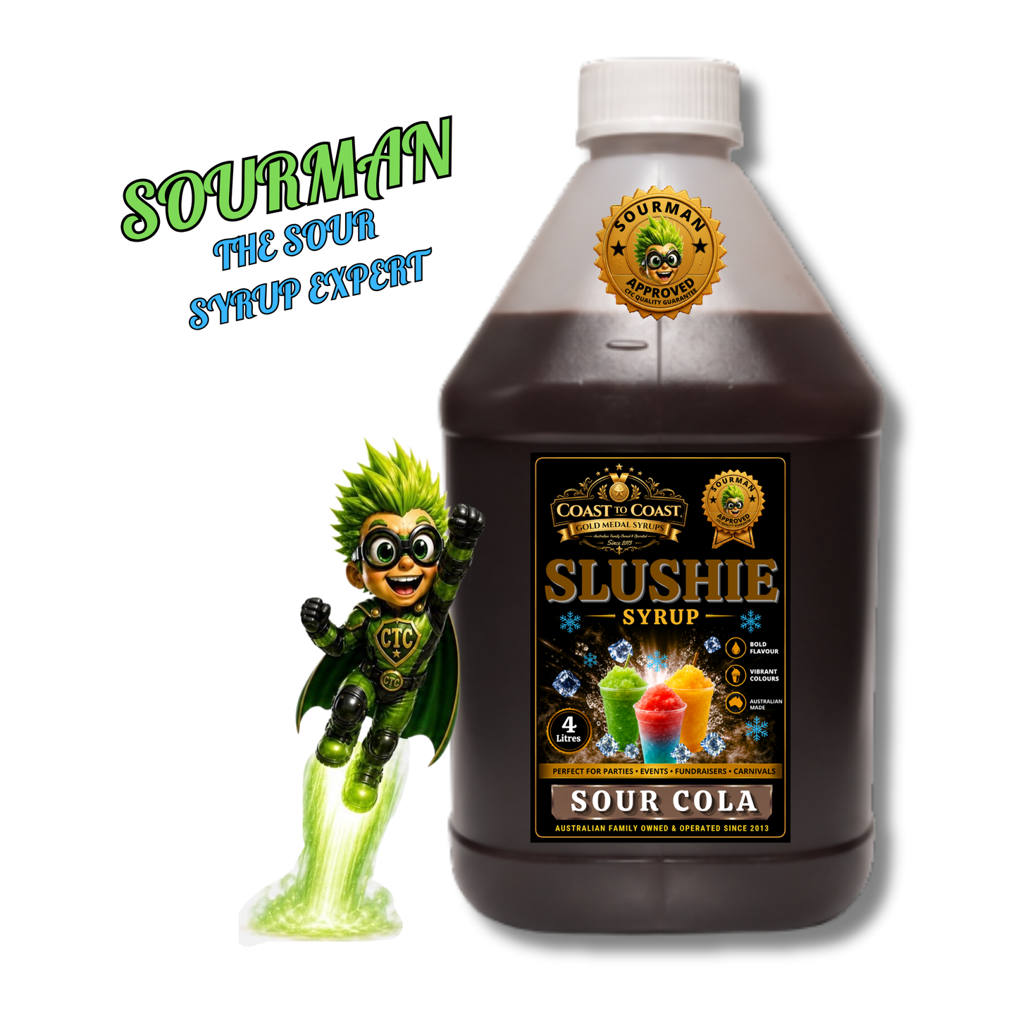 Premium Sour Cola Slushie Syrups 4ltr - Coast to Coast Gold Medal Syrups