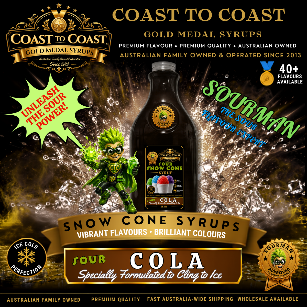 Premium Sour Cola Snow Cone Syrup 2ltr - Coast to Coast Gold Medal Syrups®