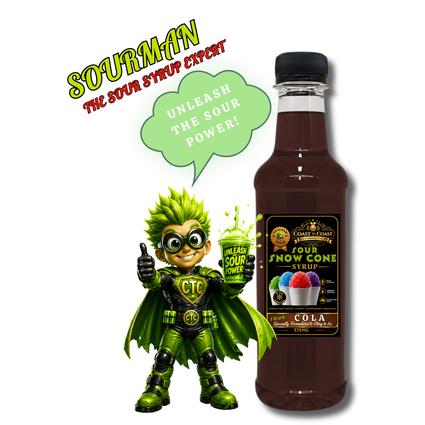 Premium Sour Cola Snow Cone Syrup 375ml - Coast to Coast Gold Medal Syrups®