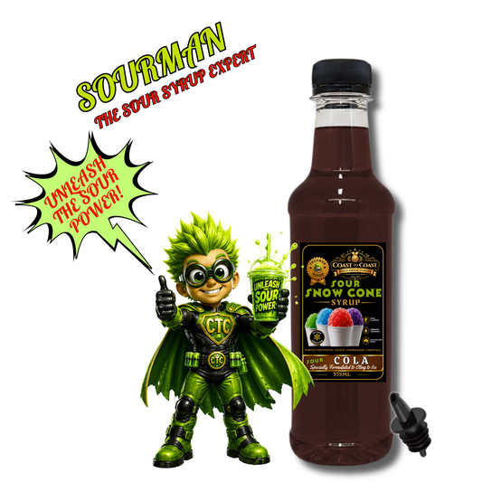 Premium Sour Cola Snow Cone Syrup 375ml with Pourer - Coast to Coast Gold Medal Syrups®