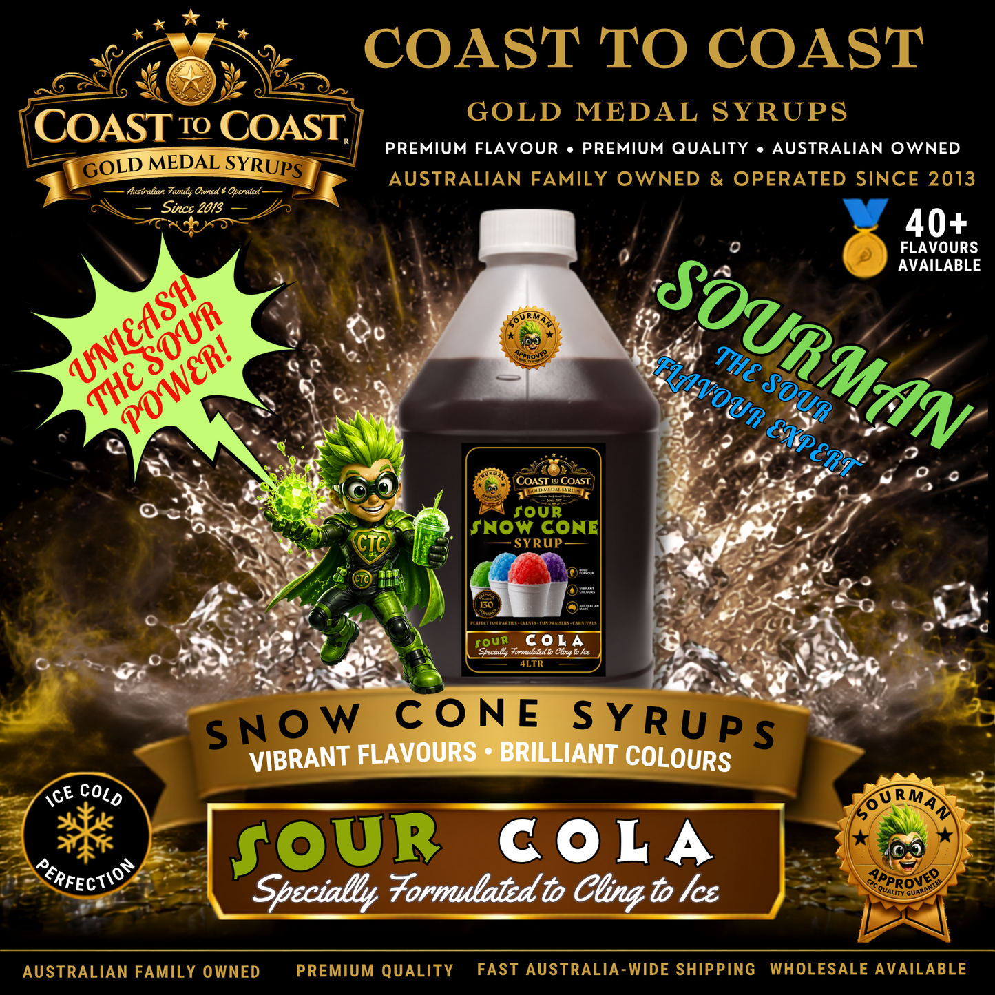 Premium Sour Cola Snow Cone Syrup 4ltr - Coast to Coast Gold Medal Syrups®