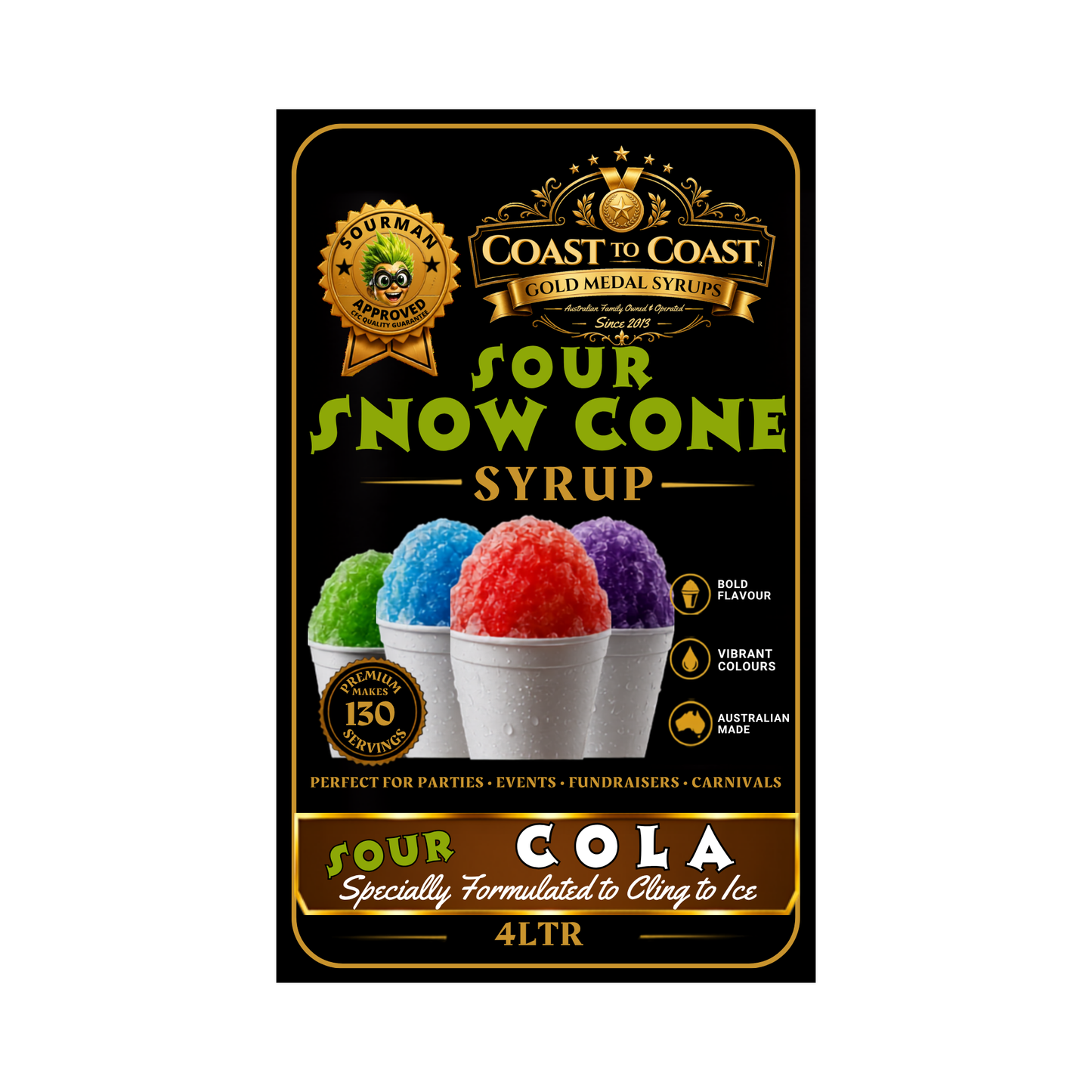 Premium Sour Cola Snow Cone Syrup 4ltr - Coast to Coast Gold Medal Syrups®