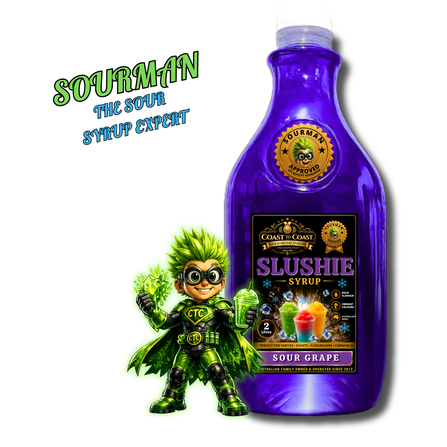 Premium Sour Grape Slushie Syrups 2ltr - Coast to Coast Gold Medal Syrups