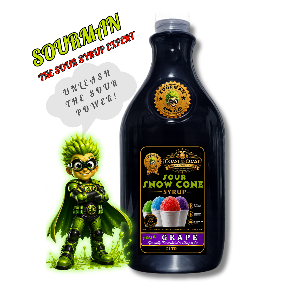 Premium Sour Grape Snow Cone Syrup 2ltr - Coast to Coast Gold Medal Syrups®