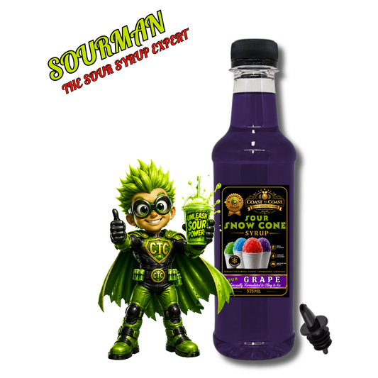 Premium Sour Grape Snow Cone Syrup 375ml with Pourer - Coast to Coast Gold Medal Syrups®