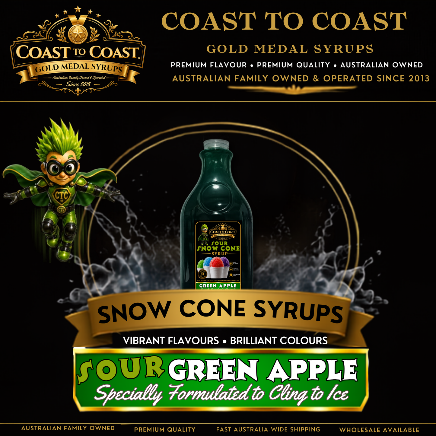 Premium Sour Green Apple 2ltr - Coast to Coast Gold Medal Syrups®