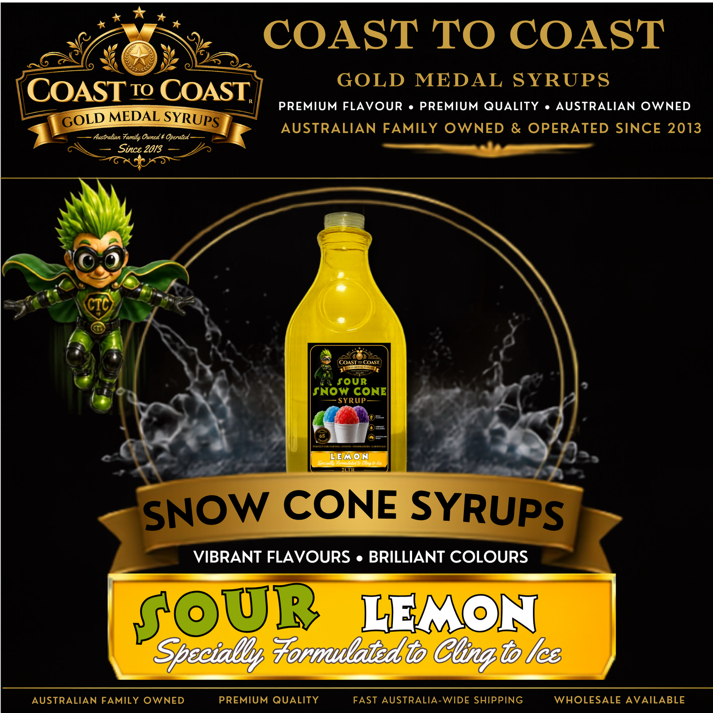 Premium Sour Lemon 2ltr - Coast to Coast Gold Medal Syrups®