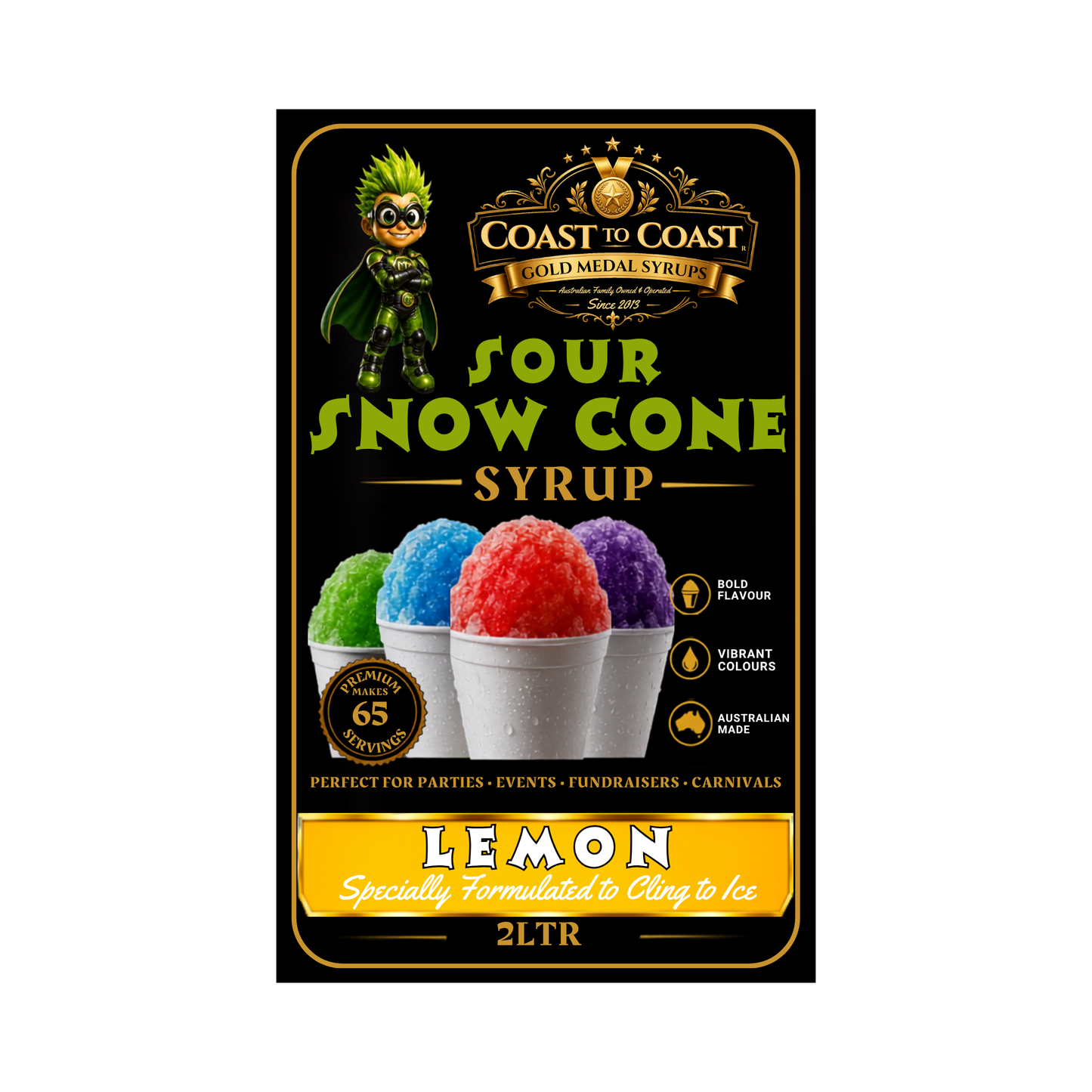Premium Sour Lemon 2ltr - Coast to Coast Gold Medal Syrups®