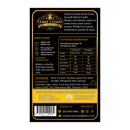 Premium Sour Lemon 2ltr - Coast to Coast Gold Medal Syrups®