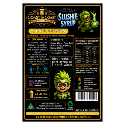 Premium Sour Lemon Slushie Syrups 4ltr - Coast to Coast Gold Medal Syrups