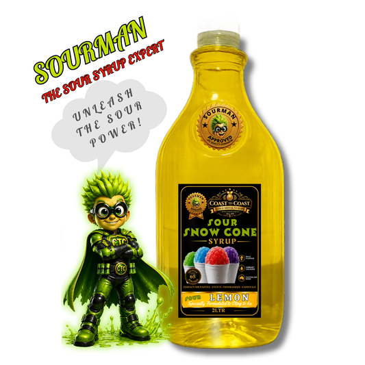 Premium Sour Lemon Snow Cone Syrup 2ltr - Coast to Coast Gold Medal Syrups®