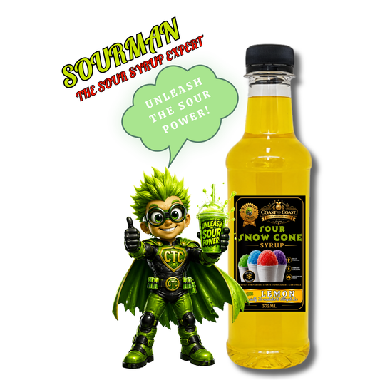 Premium Sour Lemon Snow Cone Syrup 375ml - Coast to Coast Gold Medal Syrups®