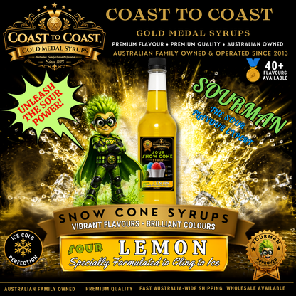 Premium Sour Lemon Snow Cone Syrup 750ml - Coast to Coast Gold Medal Syrups®