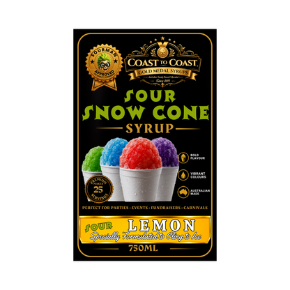Premium Sour Lemon Snow Cone Syrup 750ml - Coast to Coast Gold Medal Syrups®