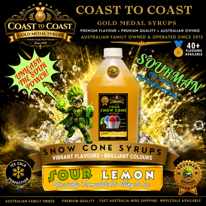 Premium Sour Lemon Snow Cone Syrup 4ltr - Coast to Coast Gold Medal Syrups®