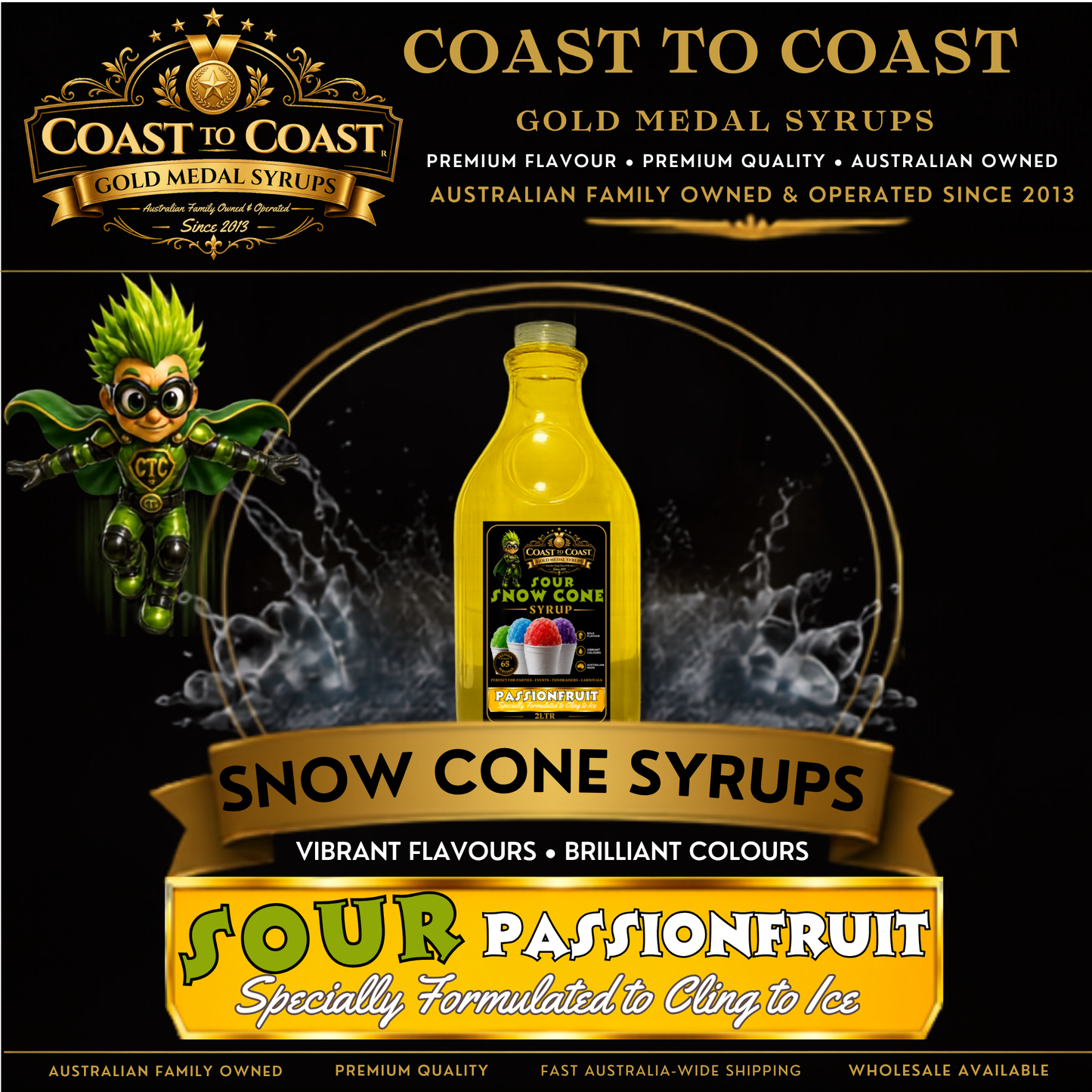 Premium Sour Passionfruit 2ltr - Coast to Coast Gold Medal Syrups®