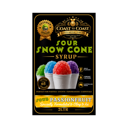 Premium Sour Passionfruit Snow Cone Syrup 2ltr - Coast to Coast Gold Medal Syrups®