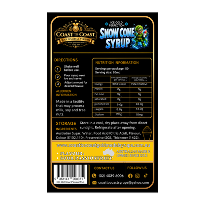 Premium Sour Passionfruit Snow Cone Syrup 2ltr - Coast to Coast Gold Medal Syrups®