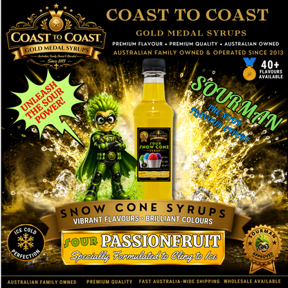 Premium Sour Passionfruit Snow Cone Syrup 375ml - Coast to Coast Gold Medal Syrups®