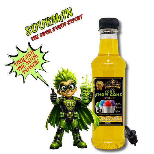 Premium Sour Passionfruit Snow Cone Syrup 375ml with Pourer - Coast to Coast Gold Medal Syrups®