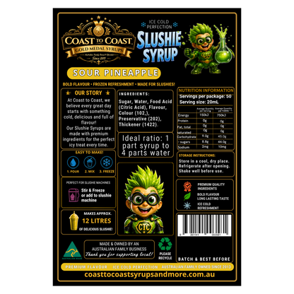 Premium Sour Pineapple Slushie Syrups 2ltr - Coast to Coast Gold Medal Syrups