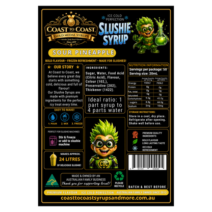 Premium Sour Pineapple Slushie Syrups 4ltr - Coast to Coast Gold Medal Syrups
