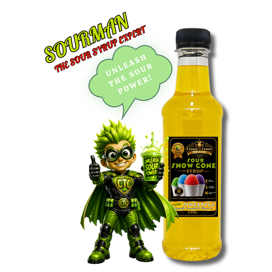 Premium Sour Pineapple Snow Cone Syrup 375ml - Coast to Coast Gold Medal Syrups®