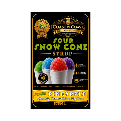 Premium Sour Pineapple Snow Cone Syrup 375ml with Pourer - Coast to Coast Gold Medal Syrups®