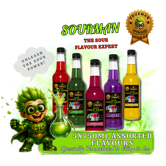 Premium Snow Cone Sour Assorted Flavour 5x750ml - Coast to Coast Gold Medal Syrups®