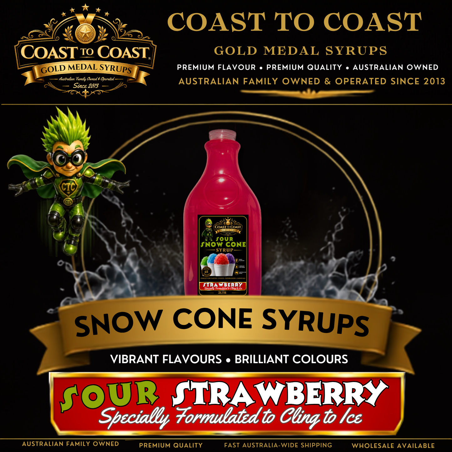 Premium Sour Strawberry 2ltr - Coast to Coast Gold Medal Syrups®