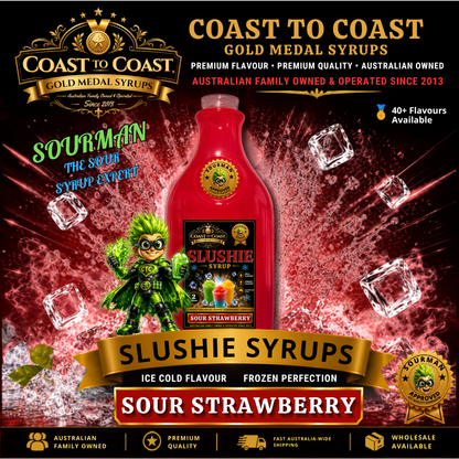 Premium Sour Strawberry Slushie Syrups 2ltr - Coast to Coast Gold Medal Syrups