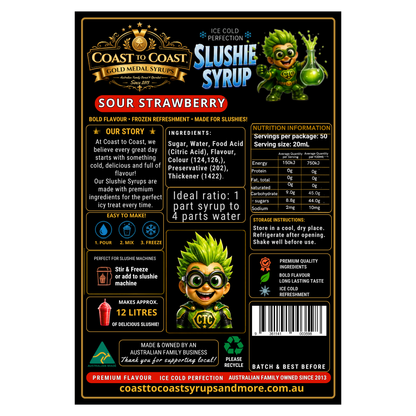 Premium Sour Strawberry Slushie Syrups 2ltr - Coast to Coast Gold Medal Syrups