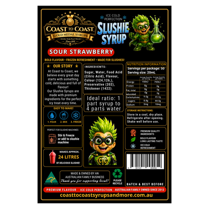 Premium Sour Strawberry Slushie Syrups 4ltr - Coast to Coast Gold Medal Syrups