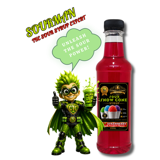 Premium Sour Strawberry Snow Cone Syrup  375ml - Coast to Coast Gold Medal Syrups®