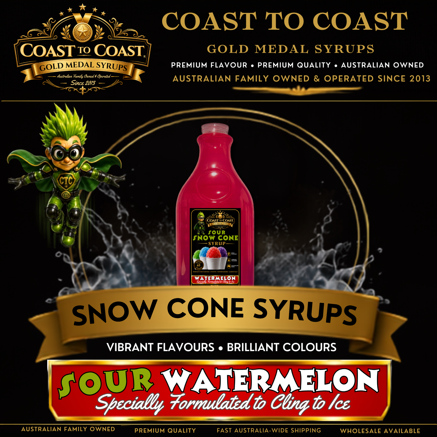 Premium Sour Watermelon 2ltr - Coast to Coast Gold Medal Syrups®