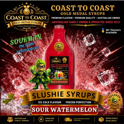 Premium Sour Watermelon Slushie Syrups 2ltr - Coast to Coast Gold Medal Syrups