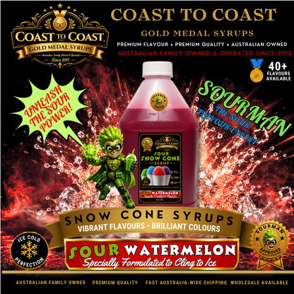 Premium Sour Watermelon Snow Cone Syrup 4ltr - Coast to Coast Gold Medal Syrups®