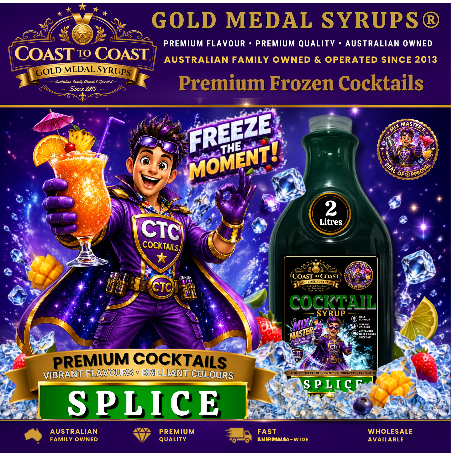 Premium Splice Cocktail Syrups 2ltr - Coast to Coast Gold Medal Syrups®