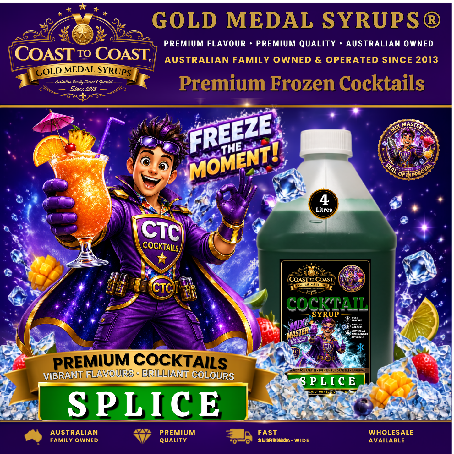 Premium Splice Cocktail Syrups 4ltr - Coast to Coast Gold Medal Syrups®