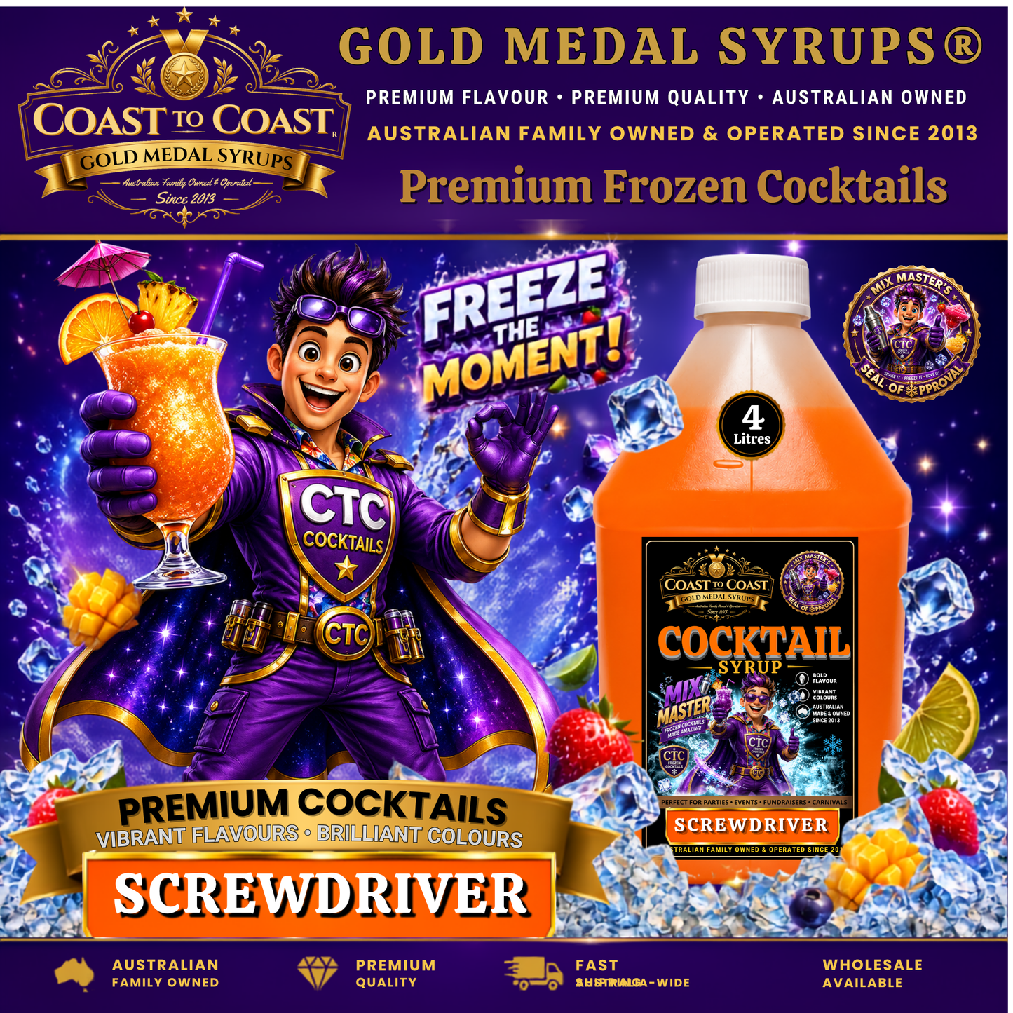 Premium Screwdriver Cocktail Syrups 4ltr - Coast to Coast Gold Medal Syrups®
