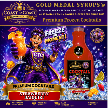 Premium Strawberry Daiquiri Cocktail Syrups 2ltr - Coast to Coast Gold Medal Syrups®