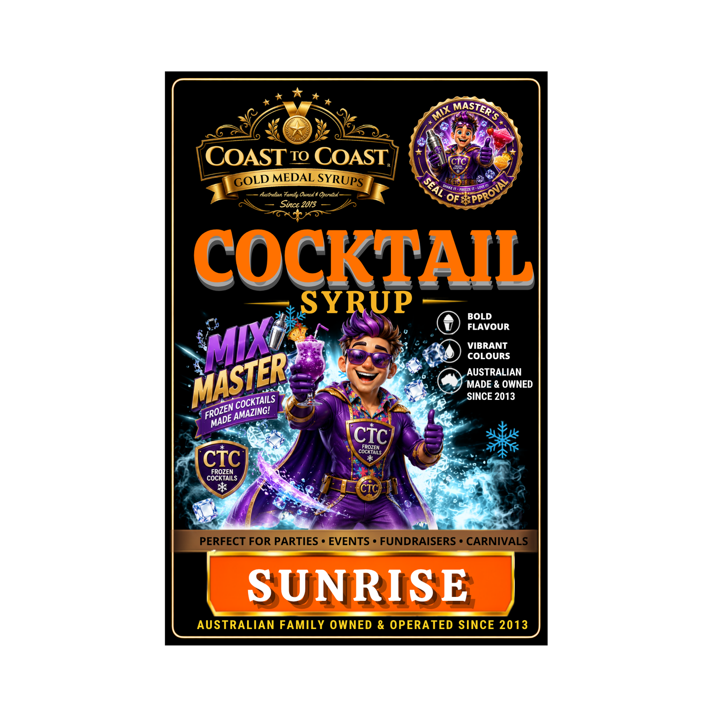 Premium Sunrise Daiquiri Cocktail Syrups 4ltr - Coast to Coast Gold Medal Syrups®