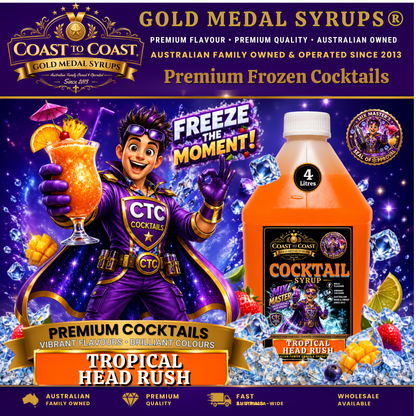 Premium Tropical Head Rush Cocktail Syrups 4ltr - Coast to Coast Gold Medal Syrups®