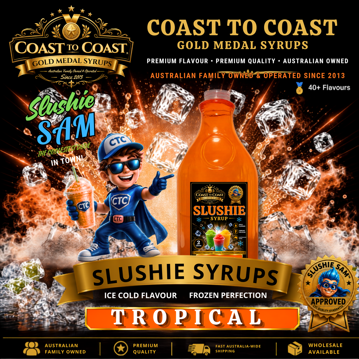 Premium Tropical Slushie Syrups 2ltr - Coast to Coast Gold Medal Syrups