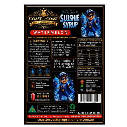 Premium Watermelon Slushie Syrups 2ltr - Coast to Coast Gold Medal Syrups